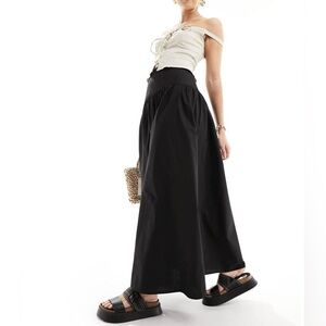 Boom Boom Jeans Classic Front V Waist Black Maxi Skirt
